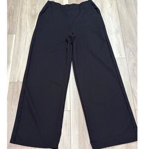 Madewell Womens Black Ponte Wide Leg Knit Pull On Elastic Waist Pants Size Med